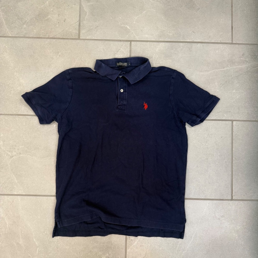 US Polo Assn Mens Navy Blue Performance Pique Polo Shirt Large 11C450